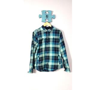 L.L Bean Women's Fleece-Lined Green Plaid Flannel Shirt Small Snap-Front